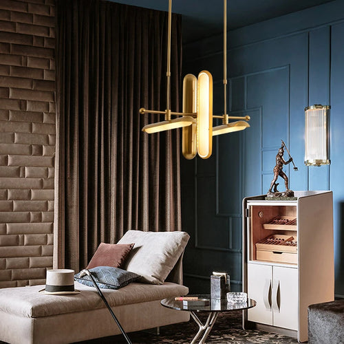 Postmodern doré Art déco doré fer verre Lustre éclairage Lustre Suspension Luminaire Lampen pour salle à manger - vue 2 sur 12