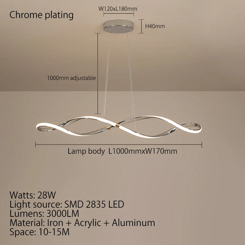 lustre led moderne suspendu avec éclairage et télécommande