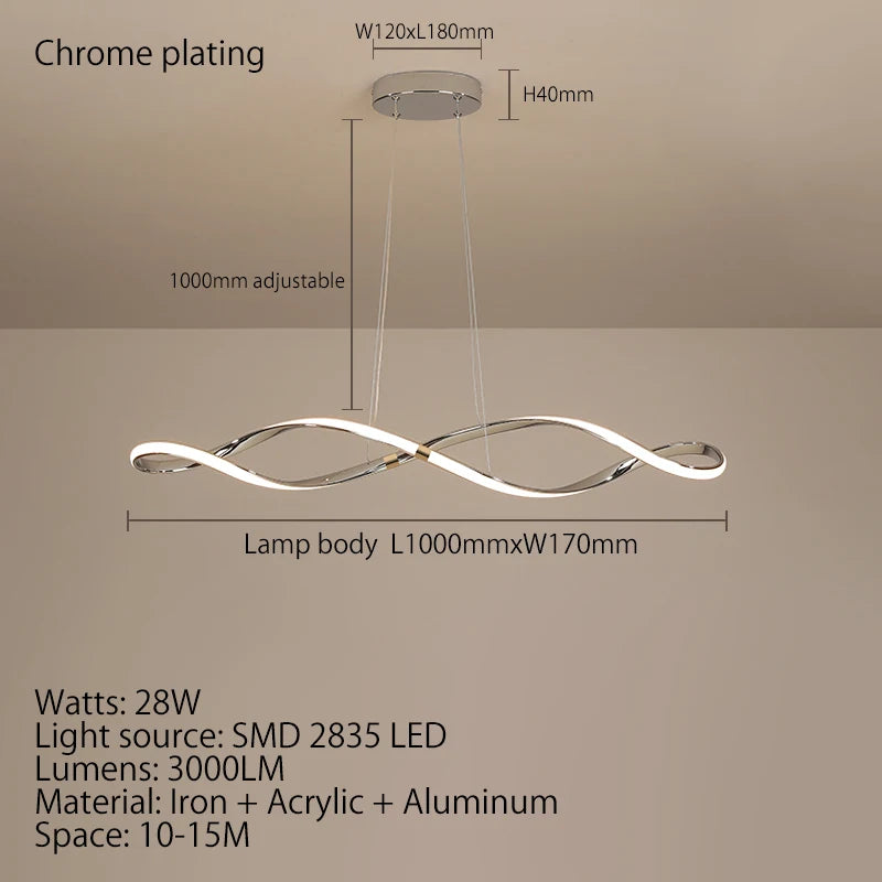 lustre led moderne suspendu avec éclairage et télécommande