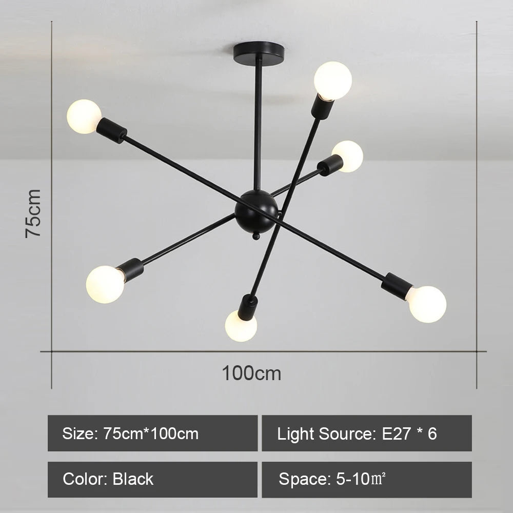 Plafond moderne à LEDs lustre lumière salon chambre industrielle spoutnik lustres suspension lampe créative éclairage maison décor