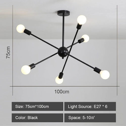 lustre moderne à leds style industriel spoutnik créatif éclairage maison - vue 17 sur 16