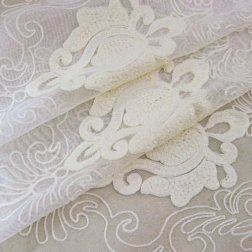 Rideau brodé floral festonné style européen pour salon