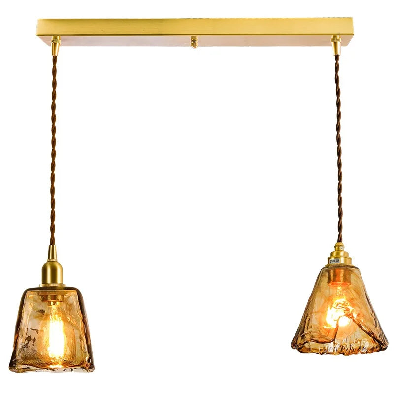suspension led style japonais en bois cuivre réglable vintage - vue 18 sur 21
