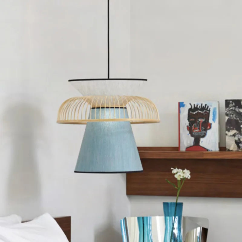suspension en tissu japonais en bambou design moderne et minimaliste - vue 3 sur 12