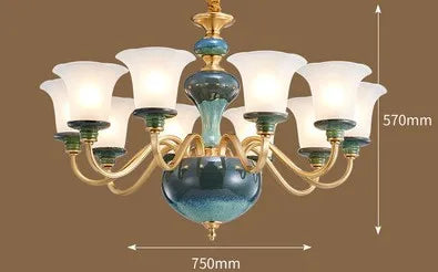 lustre en céramique et cuivre pour une ambiance moderne et simple - vue 12 sur 15