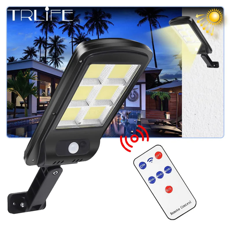 lampe solaire intelligente avec capteur de mouvement et télécommande - vue 1 sur 7