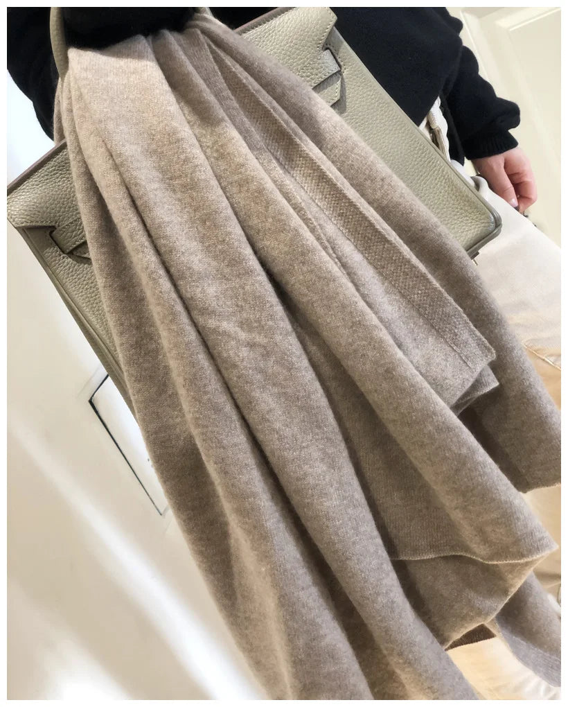 Echarpe cachemire pur maille elegante a franges hiver - vue 3 sur 7
