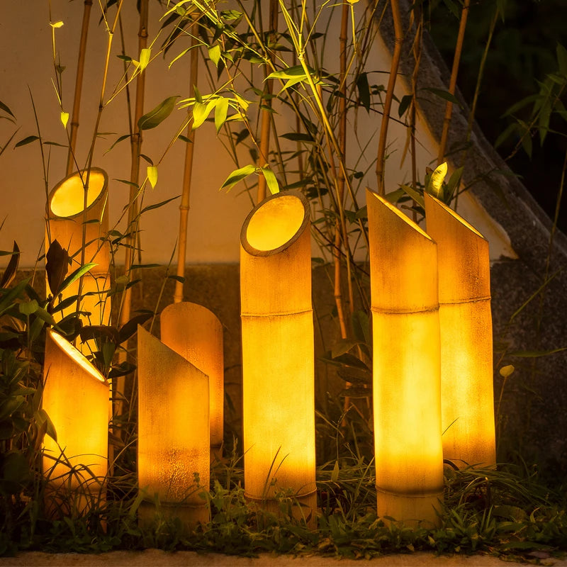 Lampe extérieure en bambou vert/jaune - vue 4 sur 14