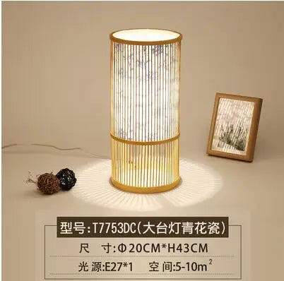 lampadaire japonais moderne en bois de bambou fait main - vue 13 sur 18