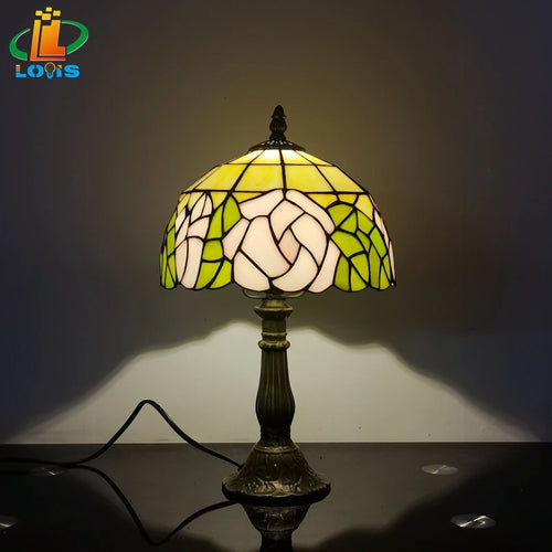 lampe de table style tiffany en forme de rose pour décoration intérieure - vue 3 sur 6