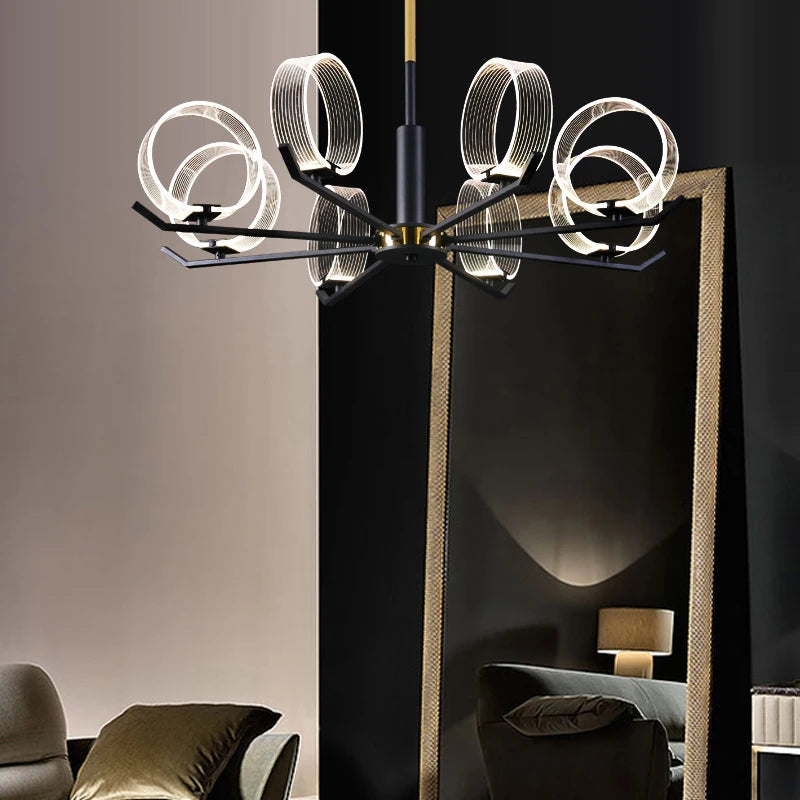 lustre industriel acrylique led pour éclairage intérieur décoratif - vue 4 sur 13