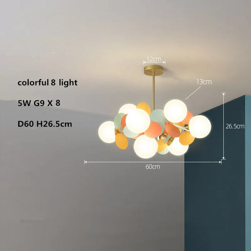 lustre led globe en verre acrylique coloré pour enfants - vue 11 sur 24