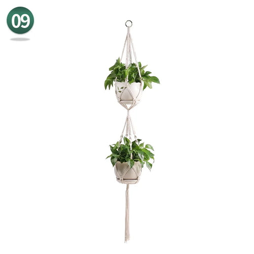 panier suspendu en macramé pour plantes artisanales décoration intérieure - vue 16 sur 18