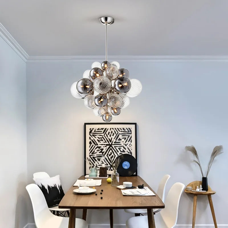 lustre nordique en verre globe avec éclairage led - vue 3 sur 10