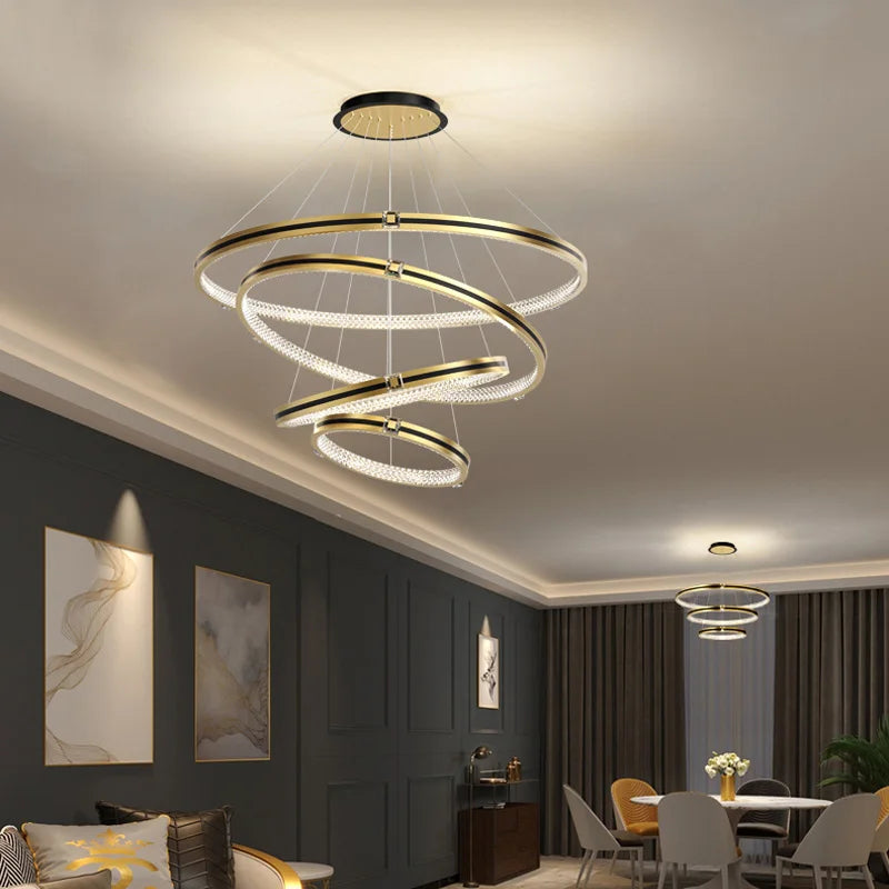 lustre en cristal moderne pour hall et restaurant luxe - vue 4 sur 17