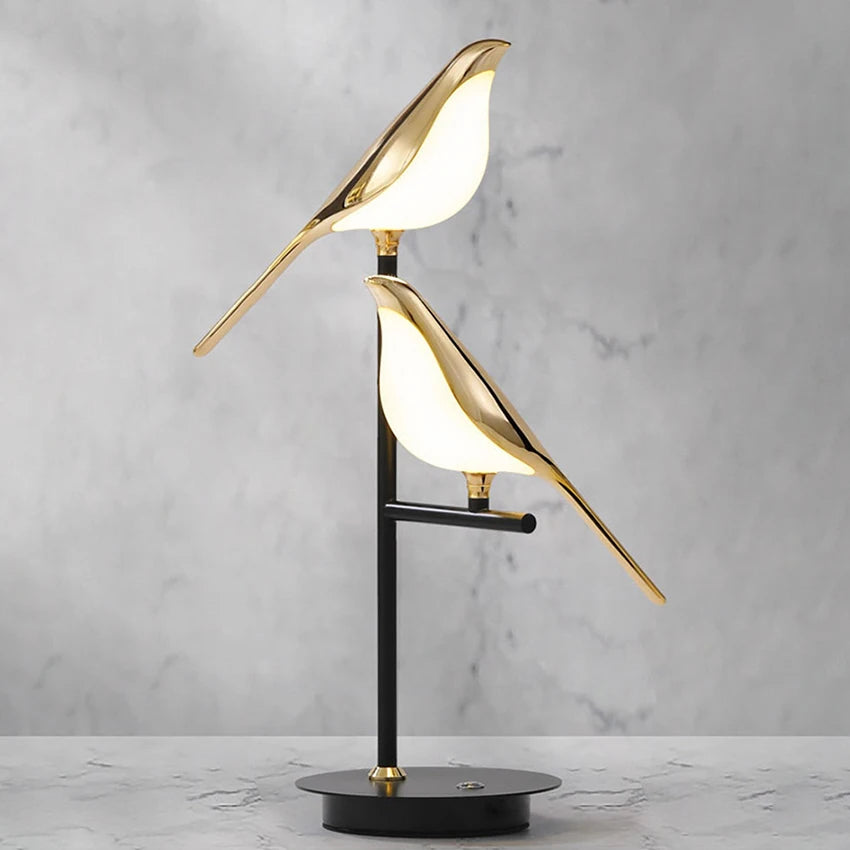 design lampe de table LED placage postmoderne or oiseau alliage acrylique lampe de bureau pour chambre étude salle salon lampadaire - vue 3 sur 10