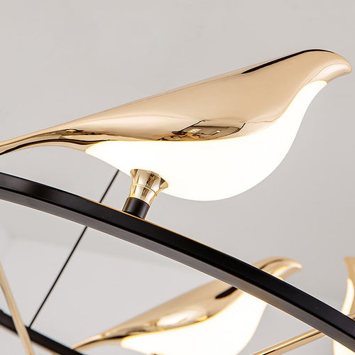 Lustre design LED luxury en forme d'oiseaux dorés Pie - vue 6 sur 9