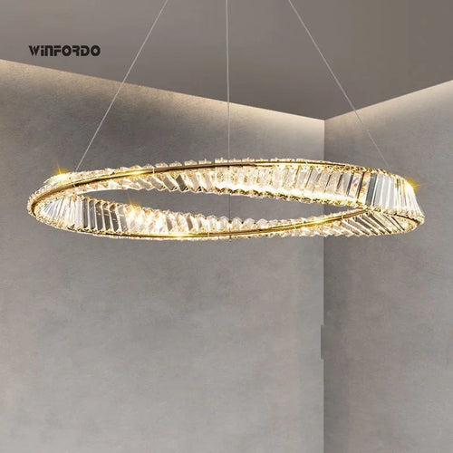 lustre en or de luxe avec éclairage en cristal winfordo - vue 2 sur 13