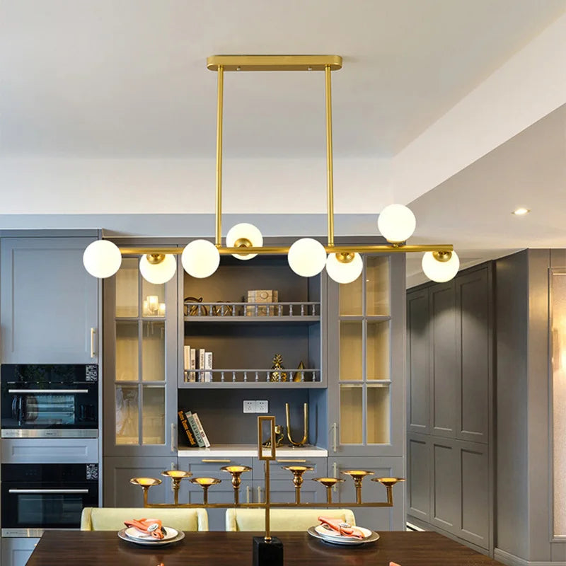 2024Modern LED Chandelier Black and Gold Long Glass Ball Chandeliers for Living Room Dinning Room Lustre,Samsarah Lighting - vue 5 sur 18
