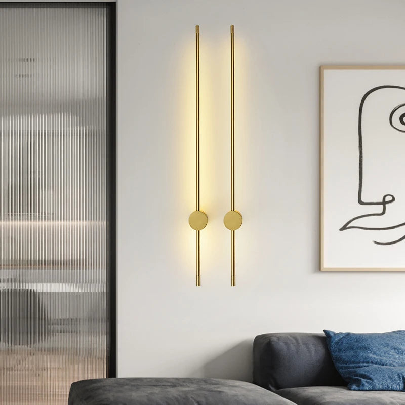 applique murale led nordique tige dorée style moderne créatif simple - vue 4 sur 11