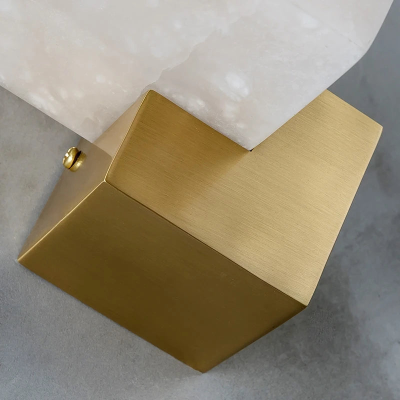 Applique murale de luxe en jade Luminaires LED modernes décoration de la maison étude salon chambre chevet carré en marbre Luminaires - vue 6 sur 7