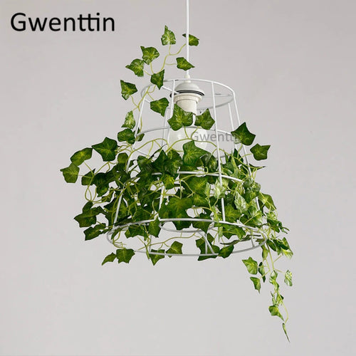 suspension moderne en cage à oiseaux avec plantes décoratives - vue 6 sur 7