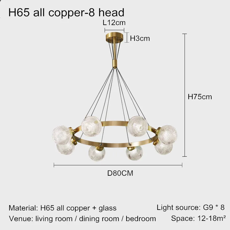 lustre en cuivre design nordique simple et élégant - vue 8 sur 10