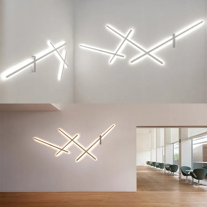 applique murale led rétro-éclairé simple longue bande art déco - vue 5 sur 9