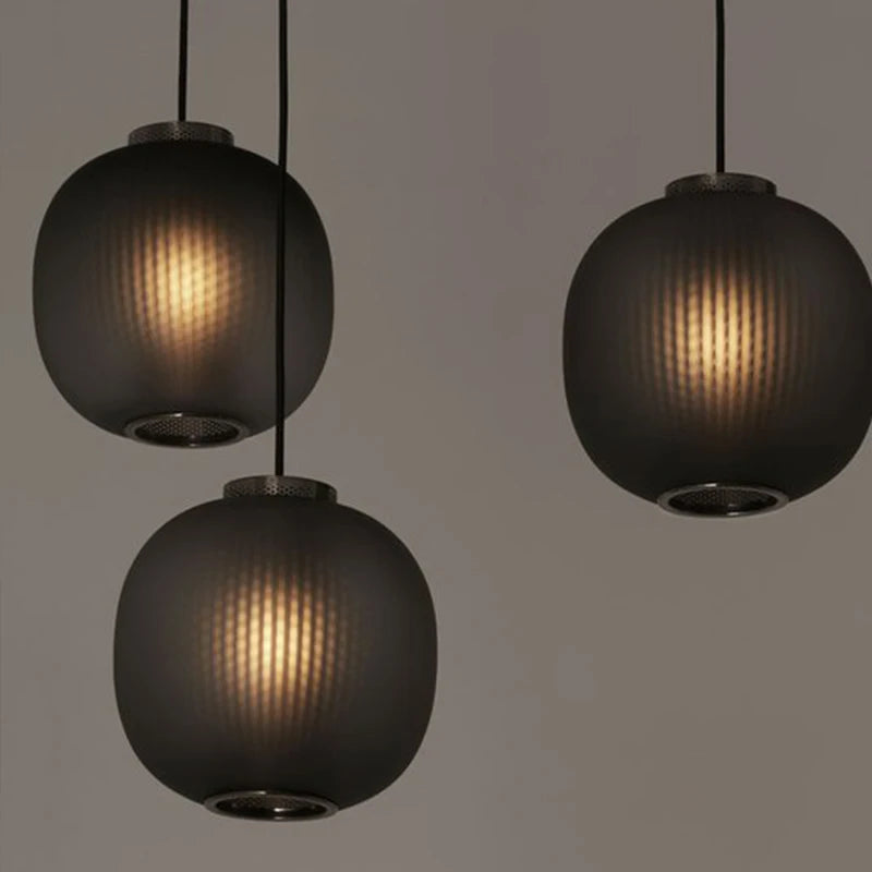 suspension rétro en verre fumé éclairage design industriel intérieur - vue 6 sur 8
