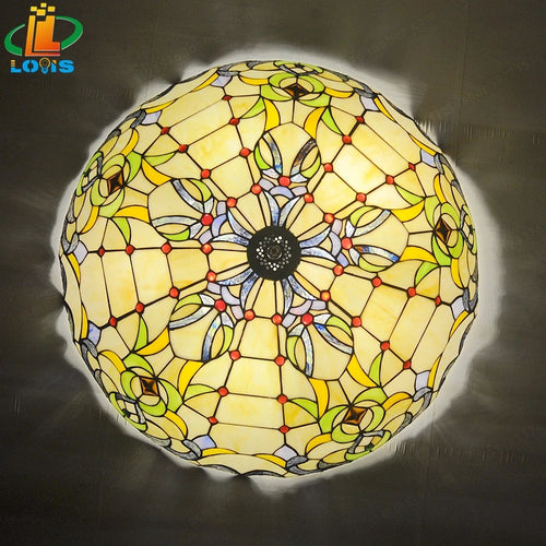 plafonnier vitrail style tiffany créatif pour intérieur élégant - vue 3 sur 6