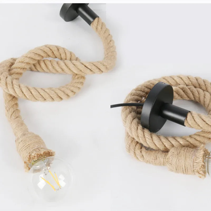 suspension en corde de chanvre style industriel pour café bar - vue 4 sur 8