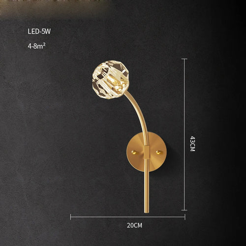 applique murale led postmoderne en cuivre et cristal - vue 20 sur 22