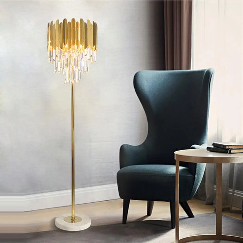 lampe LED post-moderne en acier inoxydable cristal marbre doré - vue 6 sur 20