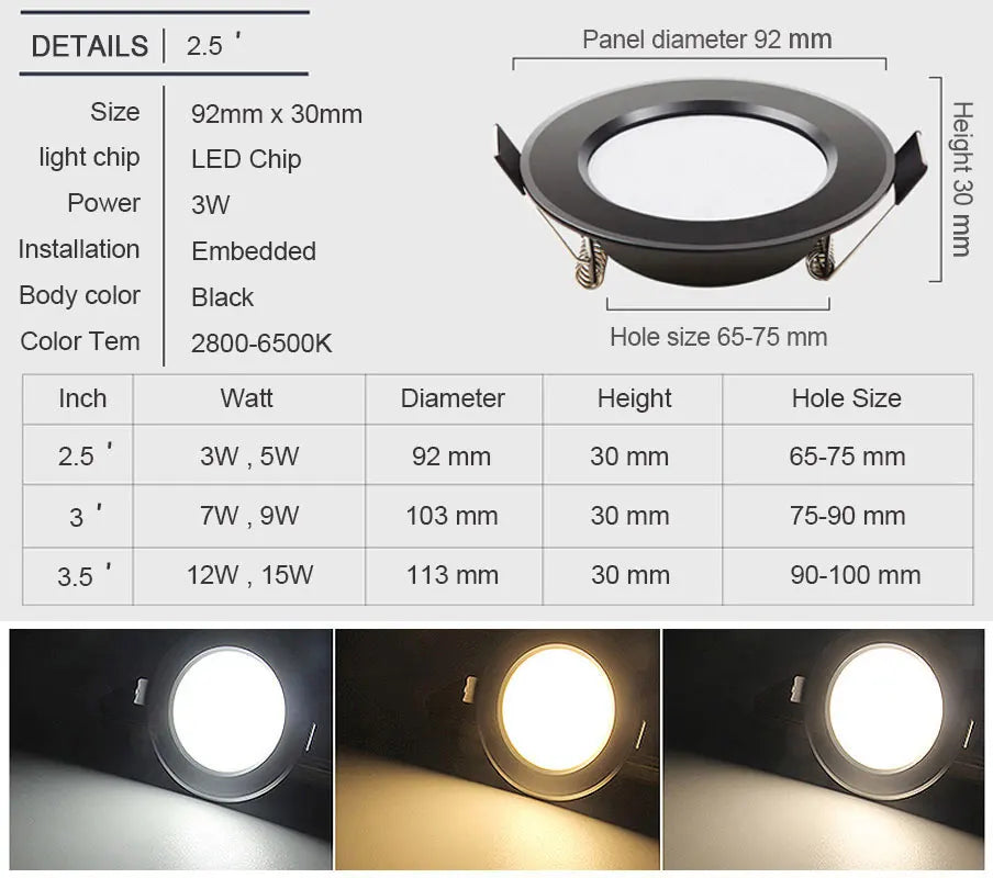 lot de 10 spots led encastrables imperméables pour éclairage intérieur - vue 8 sur 9