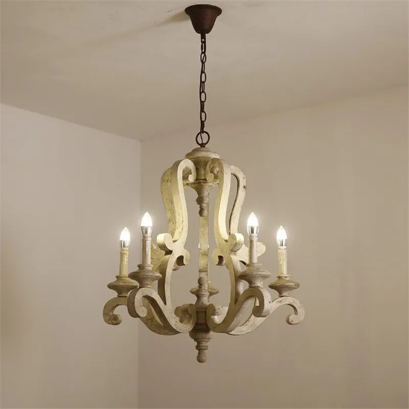 lustre en bois de style européen pour décoration intérieure - vue 4 sur 6