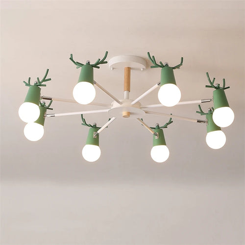 lustre en bois led nordique pour enfants style macaron - vue 3 sur 12