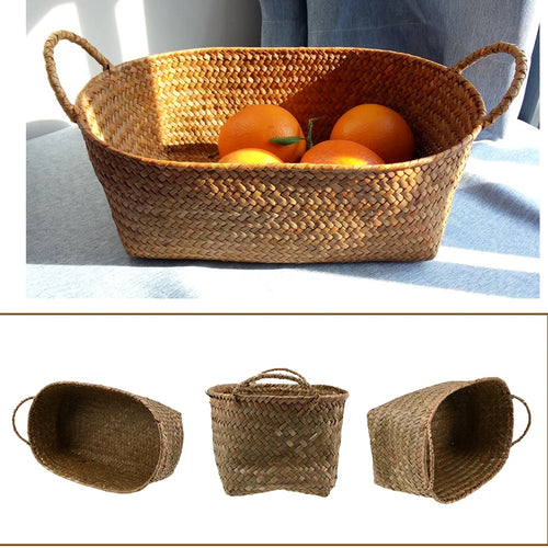 panier en jonc de mer fait main pour rangement décoratif - vue 6 sur 7