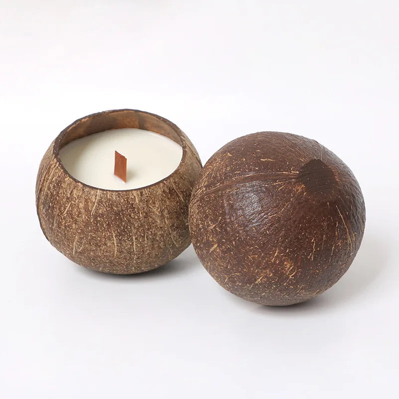 bougeoir en coquille de noix de coco décoration romantique pour la maison - vue 6 sur 7
