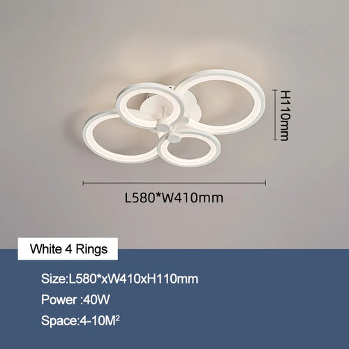 lustre moderne à anneaux circulaires avec éclairage led - vue 12 sur 14