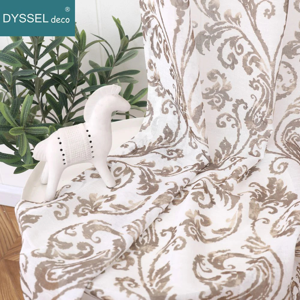 Voilage moderne imprimé floral style européen salon chambre - vue 6 sur 8