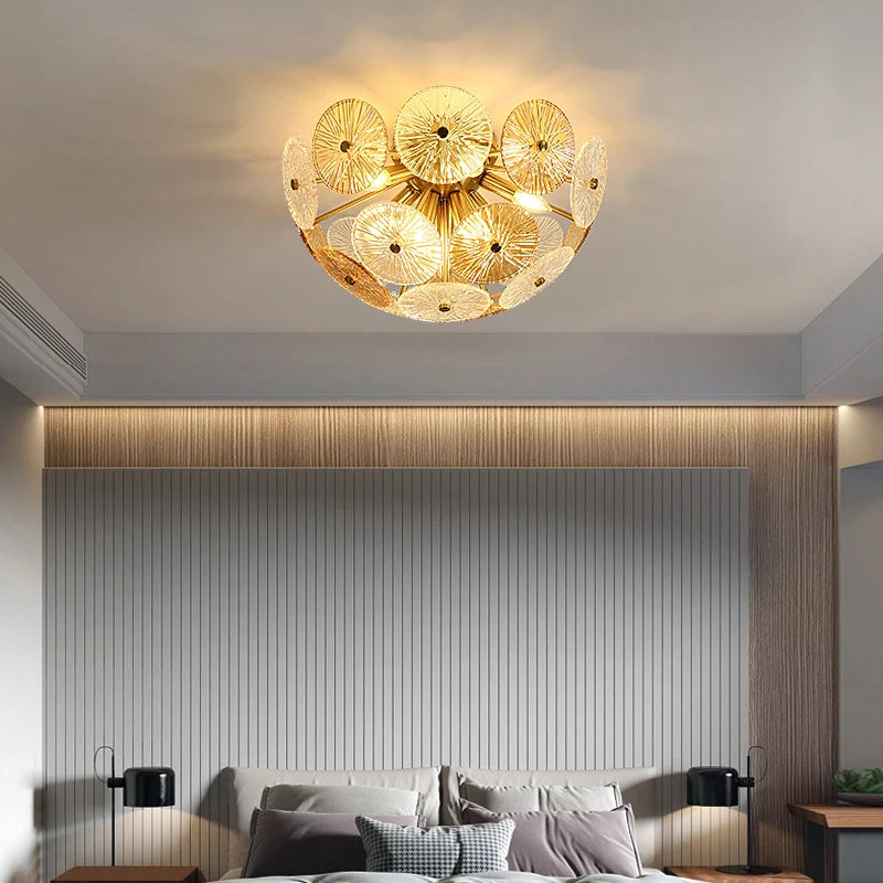 Deyidn luxe or suspension ronde verre plafond lustre pour Villa salle à manger chambre décorative moderne intérieur lumière - vue 8 sur 8