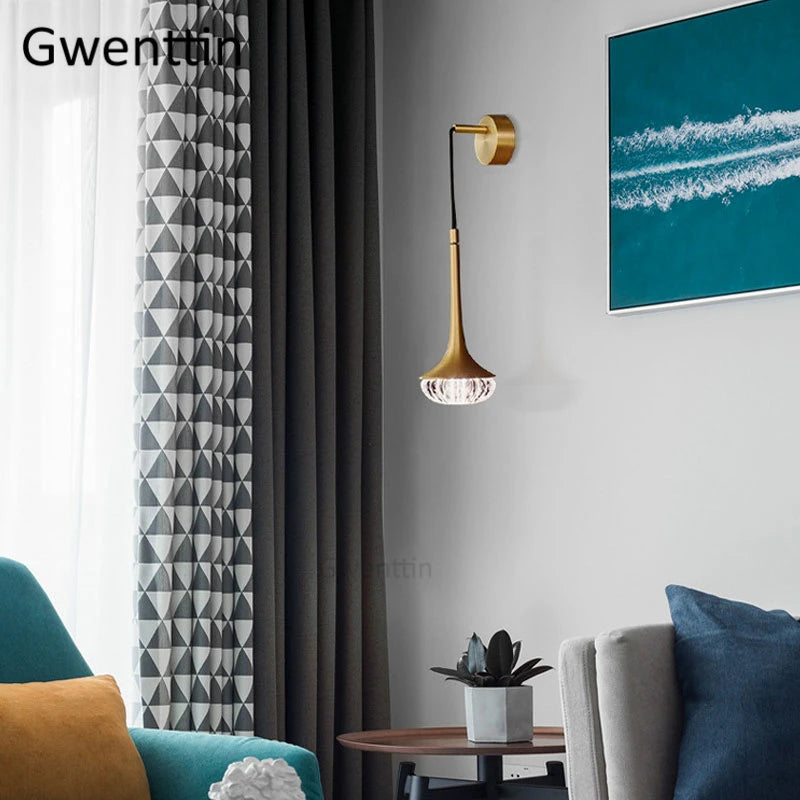 applique murale en cristal doré design moderne pour décoration intérieure - vue 4 sur 7