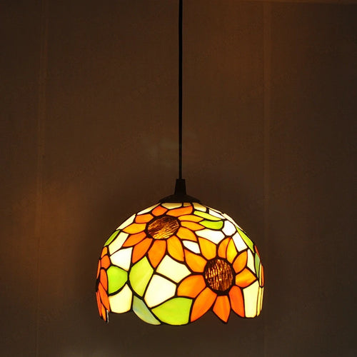 lustre en vitrail style tiffany pour éclairage décoratif antique - vue 17 sur 19