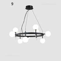 lustre nordique en fer avec boule de verre led pour restaurant