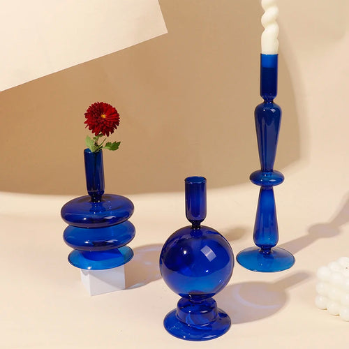 bougeoirs en verre pour décoration romantique et fêtes - vue 3 sur 14