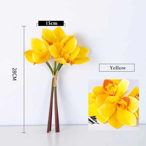 lot de 4 bouquets d'orchidées artificielles pour décoration intérieure festive - vue 9 sur 11