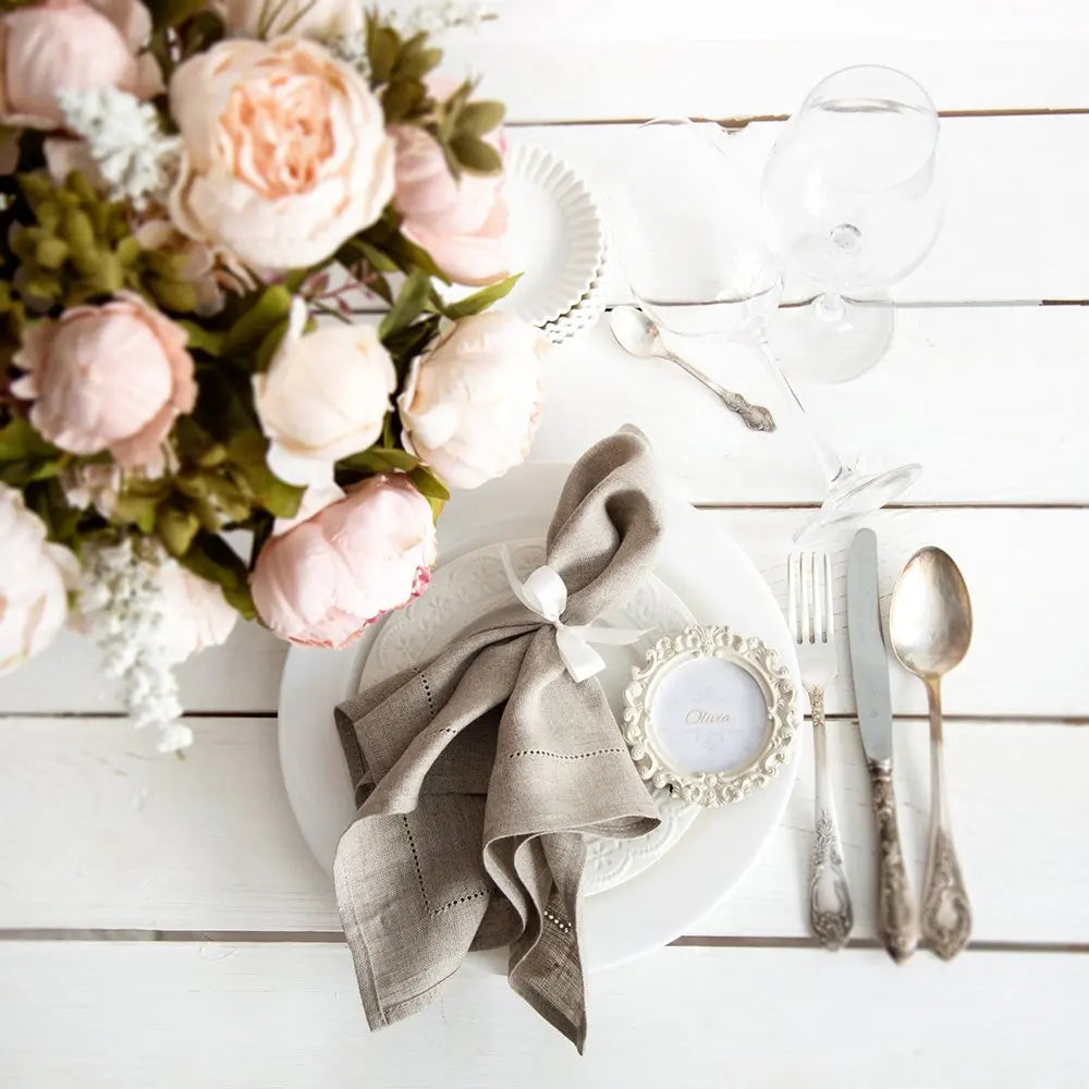 Serviette de table dentelle brodée style europe lin - vue 11 sur 13