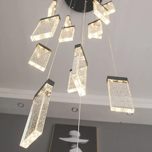 lustre en cristal design lumineux pour escalier et décoration intérieure - vue 4 sur 13