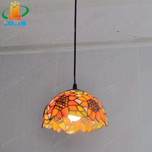 lustre vintage style tiffany tournesol pour restaurant et bar - vue 3 sur 5