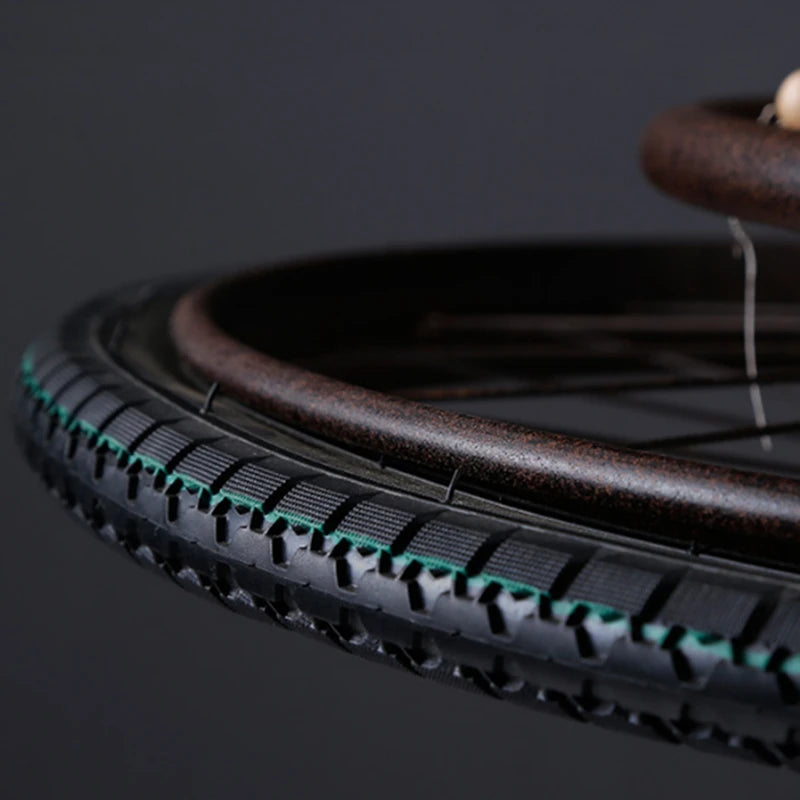 suspension rétro en forme de roue de vélo avec perles en bois - vue 2 sur 7